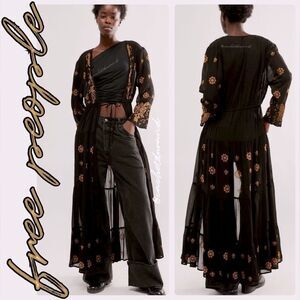 NWT ☯️ FP LA CIENEGA EMBROIDERED KIMONO IN BLACK ☯️ NWT